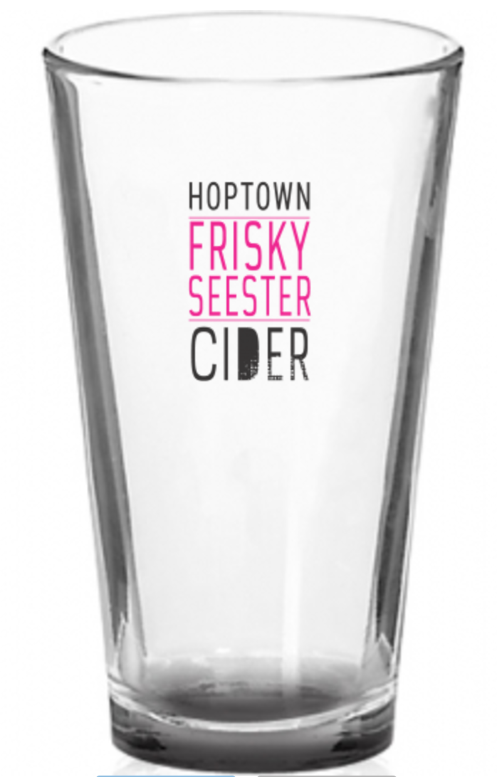 HopTown's Frisky Seester Cider Glass Graphic